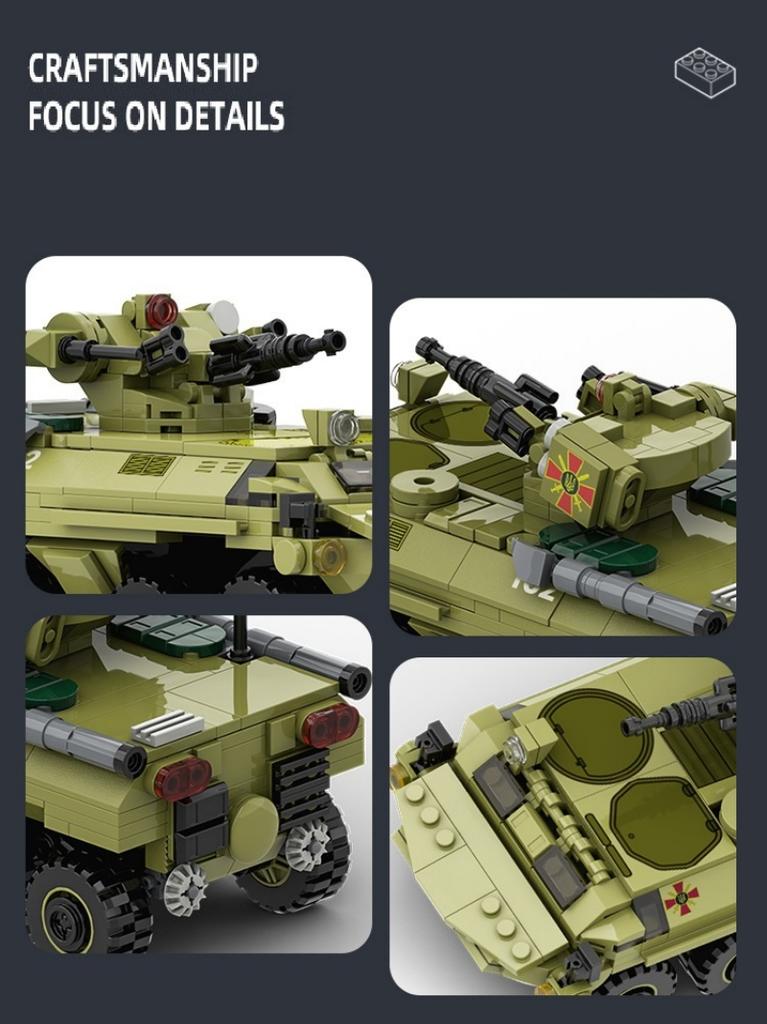 Non-Toxic 379Pcs Modern Military Btr-4 Infantry Fighting Car Model Building Blocks Assembled Toys Small Particle Kids Children Gifts