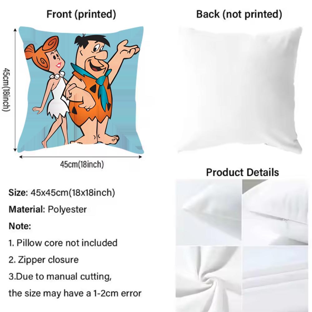 Fred Flintstone Cushion Cover Pattern Printed Pillowcase for Living Room Sofa Cushion Cover & Bedroom Decor