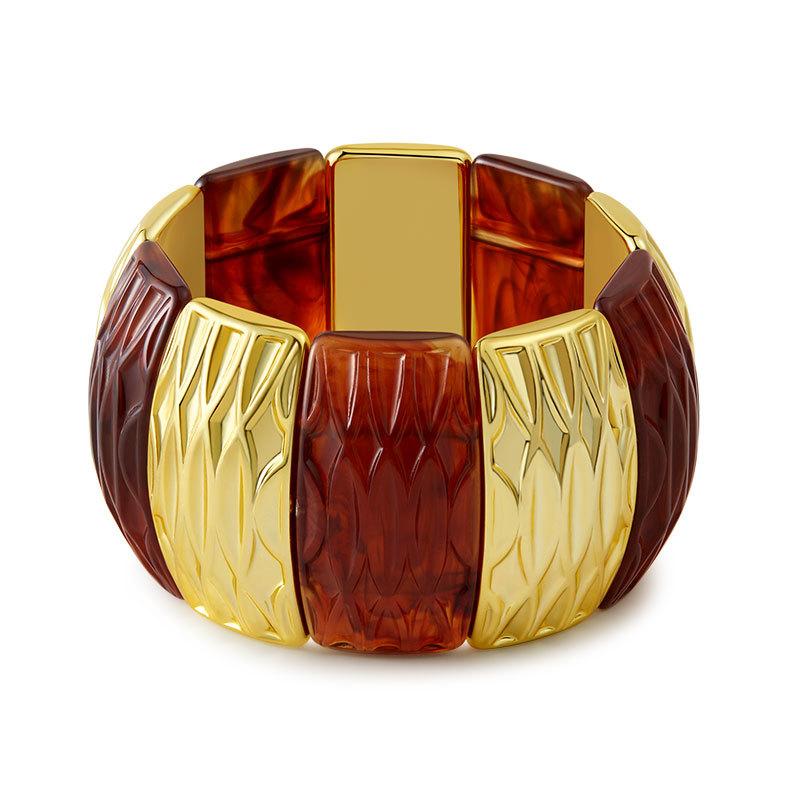 Acrylic Square Pattern Bangle for Women Elastic Rope Splicing Bracelet Geometric Irregular Wide Jewelry Gift