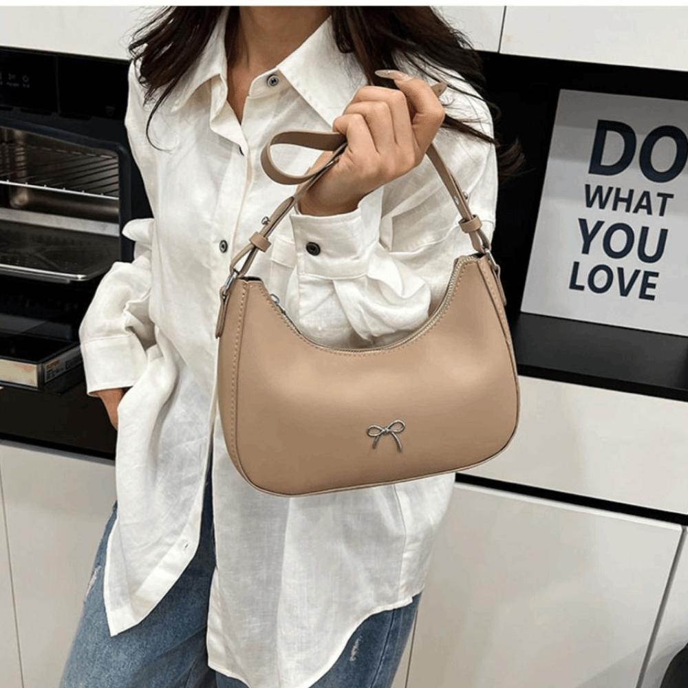 Solid Color Bowknot Underarm Bag Korean Y2K Handbag Trendy Bowknot Armpit Bag  Girls