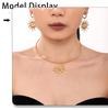 18k Gold-Plated Titanium Spiral Sun Pendant Necklace & Earrings Set