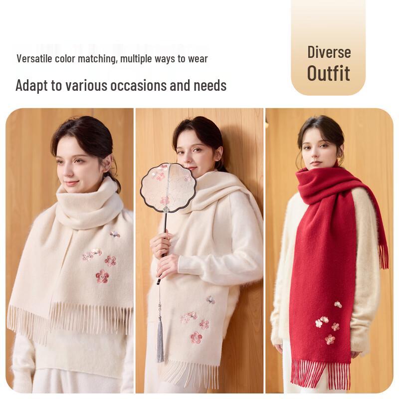 JIUMU Women's Pure Wool Warm Scarf Shawl