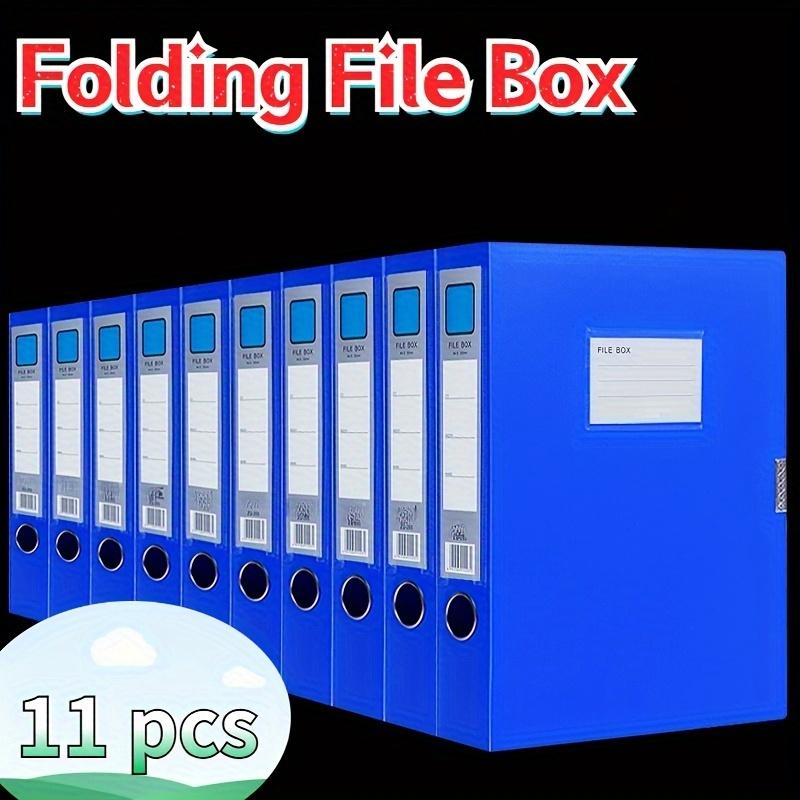 11pcs 7.5cm Blue File Box Thickened Folding Black File Box A4 Data Test Paper Storage Box Large Capacity Office Supplies
