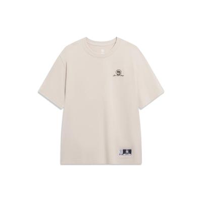 Li-Ning Badfive Series Character Basketball Print Crew Neck Loose Short Sleeve Cotton T-Shirt Unisex Tops Moonlight-Grey AHST281-3
