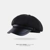 2024 Spring Women's Woolen Beret: Trendy Octagonal Hat, Slimming Artist Flat Cap