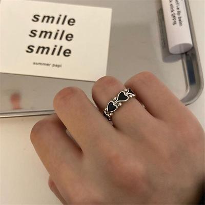 Heart Rings For Women Punk Girl Hip Hop Jewelry Couple Korea Vintage Design Open Ring