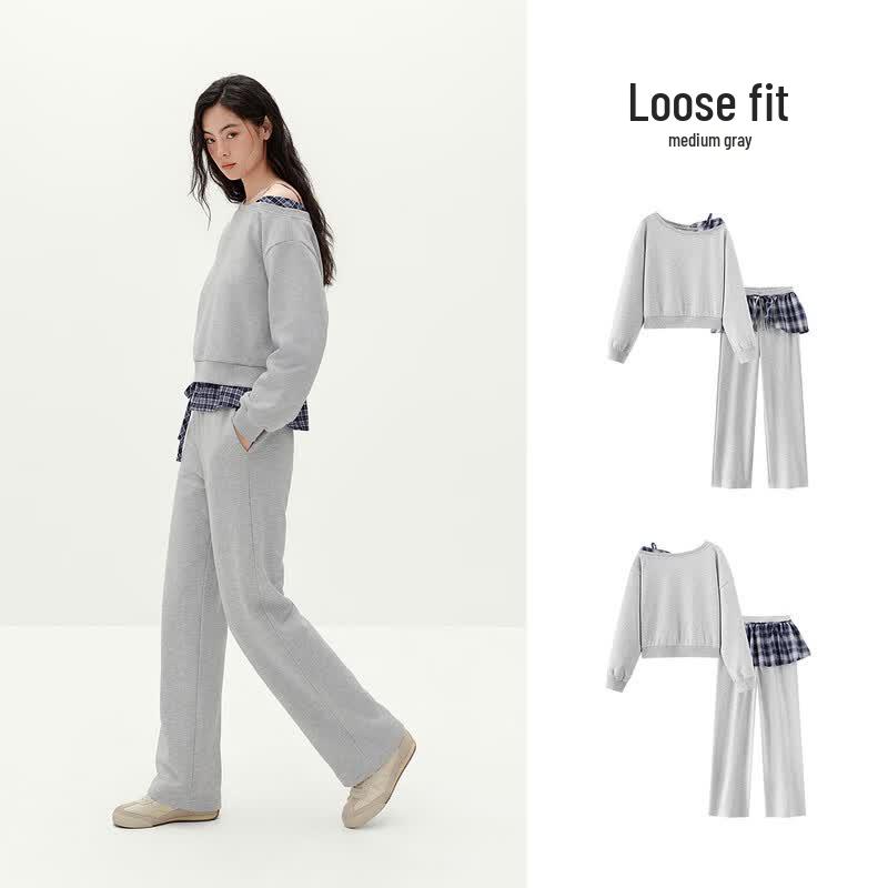 Semir Women's Off-Shoulder Sweatshirt & Long Pants Two-Piece Set