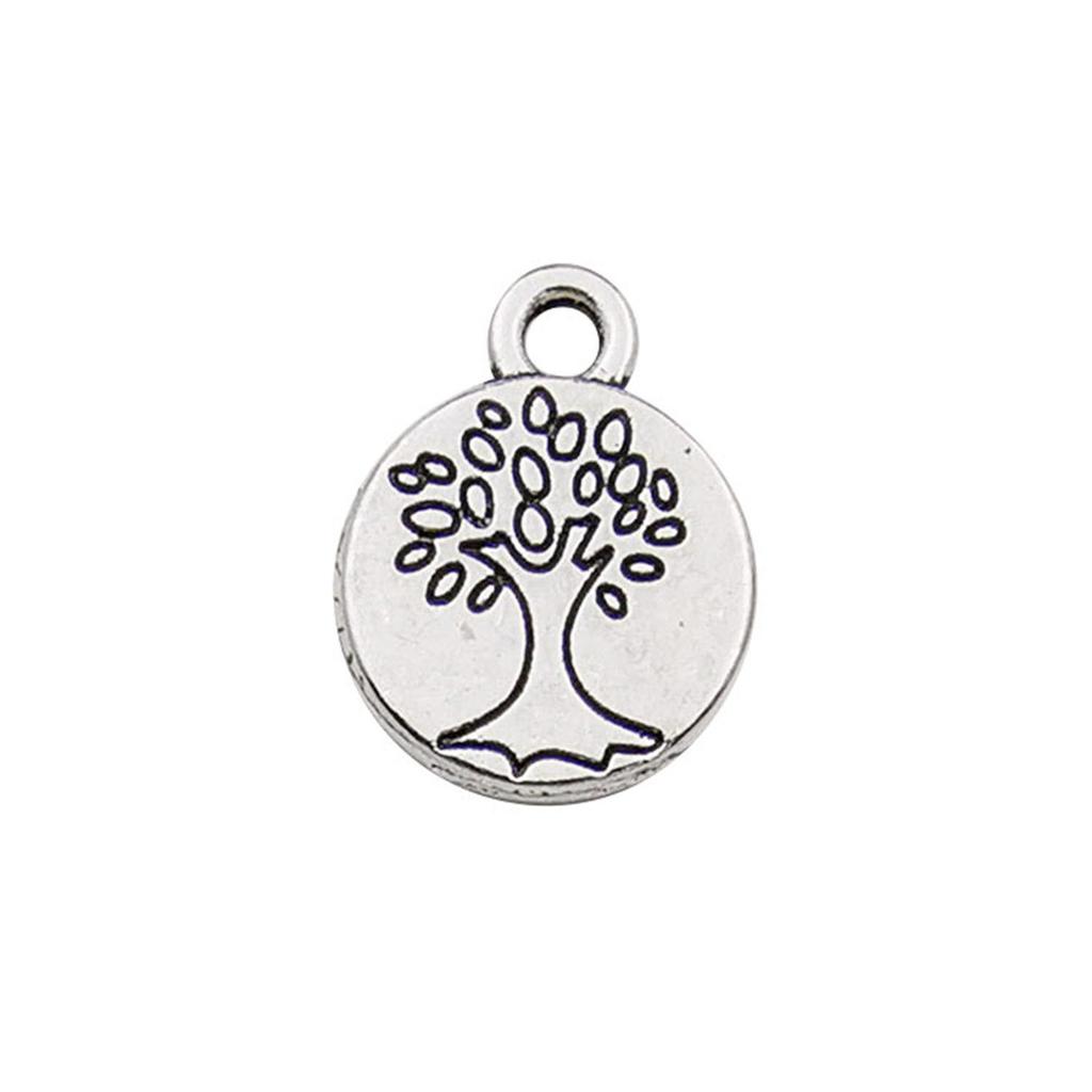 Ancient Silver Plant Small Pendant Hollow Tree Of Life Alloy Accessories Handmade Beaded DIY Material Jewelry