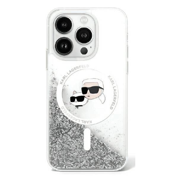 Karl Lagerfeld Klhmp16Slgkcsgh Iphone16 6.1 Hardcase Transparent Liquid Glitter Karl&Choupette Head Magsafe