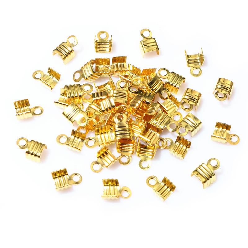 200pcs Fits 3/4/5mm String Cords Ends Tips Ribbon Leather Rope Fold Crimp Bead Connectors For DIY Jewelry Making Accessories