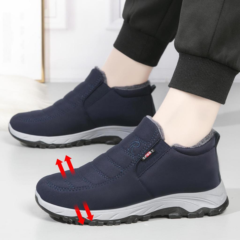 Women's Winter 2025 Fleece-Lined Cotton Slip-On Boots: Warm, Casual, and Comfortable for Moms and Seniors