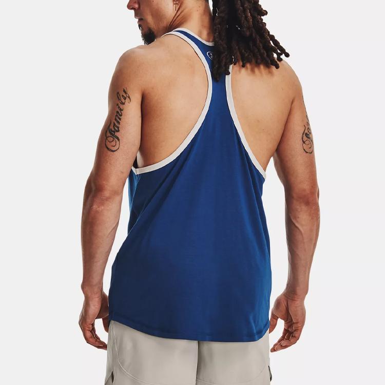 Under Armour Project Rock Printed Sleeveless Hoodie Men Tops Phantom-Blue 1376942-471