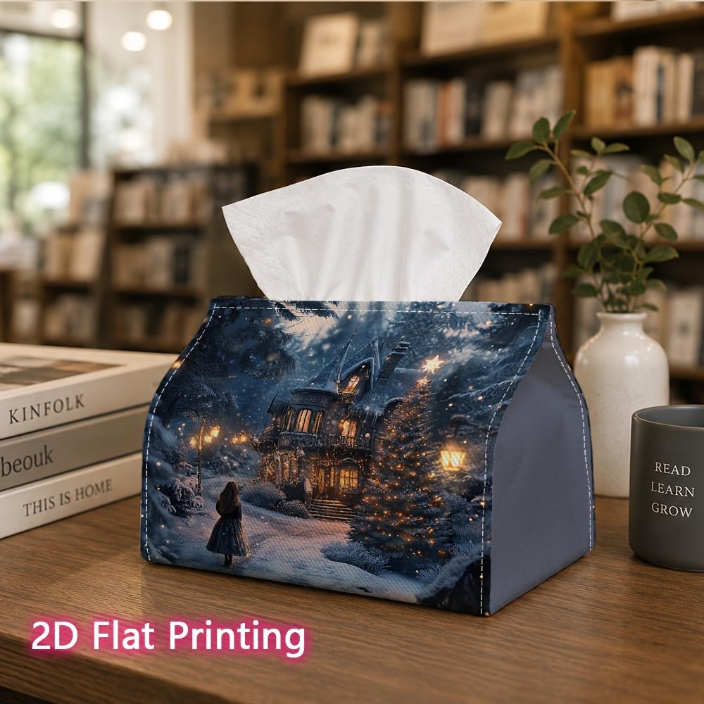 1pc Winter Wonderland Christmas Tissue Box Napkin Dispenser with Suitable for for Car & Decor, Decorative Napkin Holder for Bedside Table, Living Room