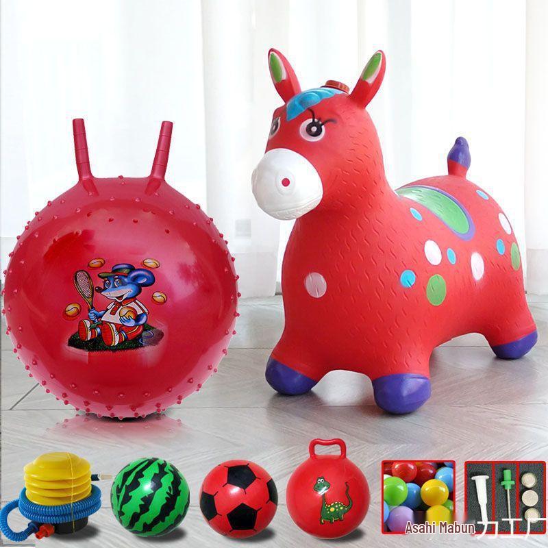 Extra Large Inflatable Bouncy Horse with Music - Thickened Leather Ride-On Pony for Children