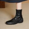 3cm Womens British Style Stretch Ankle Boots Round Toe Platform Slip-On Short Fall Winter