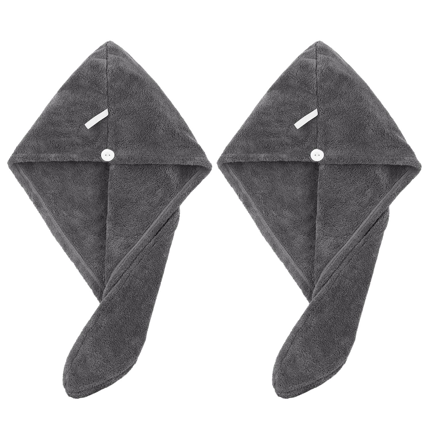 

МОДНОЕ Полотенце для волос, супер впитывающее микроволокно, коралловое бархатное полотенце для сушки волос, быстросохнущий тюрбан для волос 25cmx65cm серый