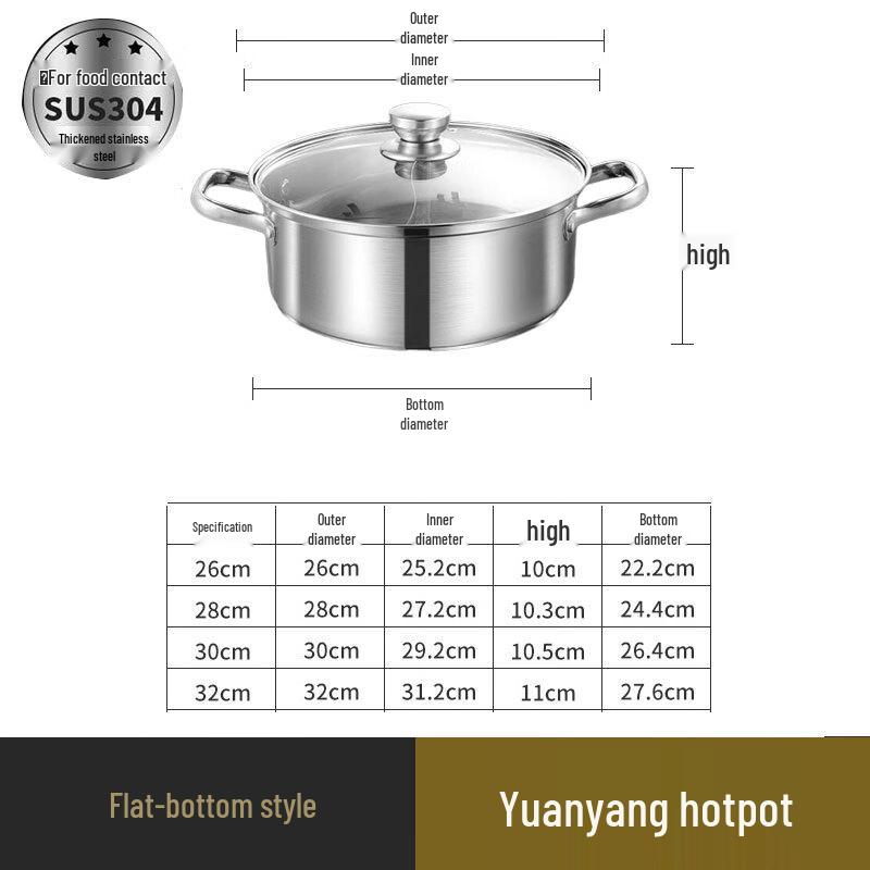 Bozhen 304 Stainless Steel Divided Hot Pot