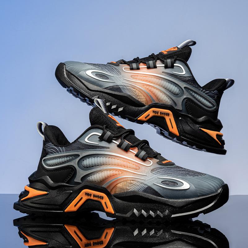 Mens Sports Shoes Autumn New Mesh Breathable Lightweight Anti Slip Outdoor Running Shoes Fashion Lace-up Casual Sneakers