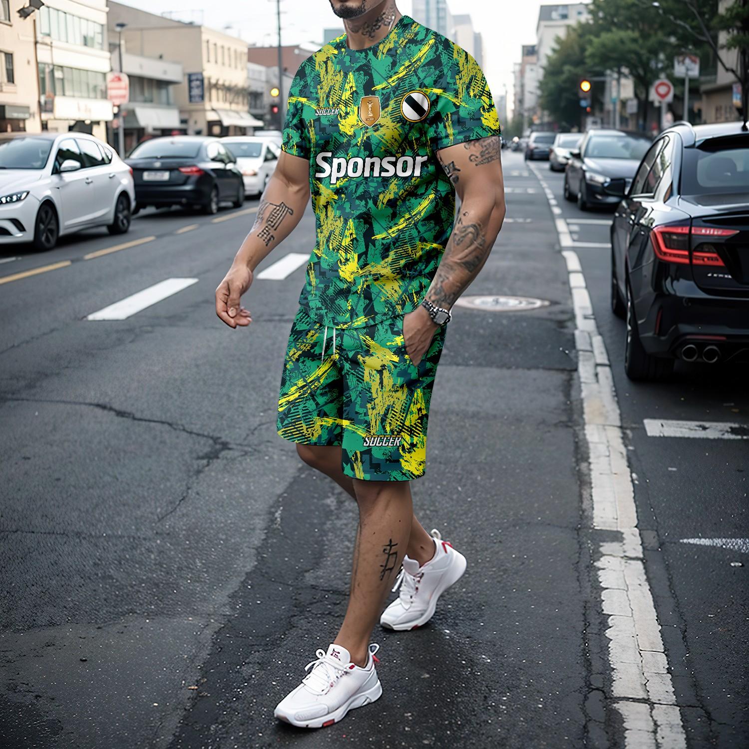 

New men s 3d letter print t-shirt set XL