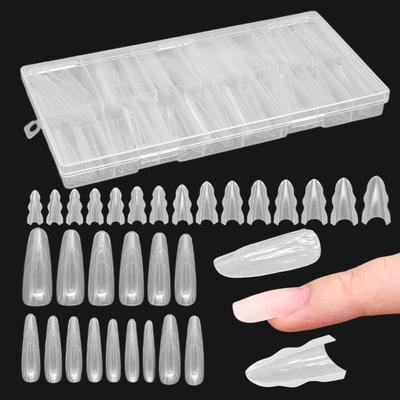 Nagelformen 180 Stück Klar Sandwich-Struktur Nagelform Transparente Mandel-förmige Nagelspitzen Formen Nagelkunst Verlängerungszubehör