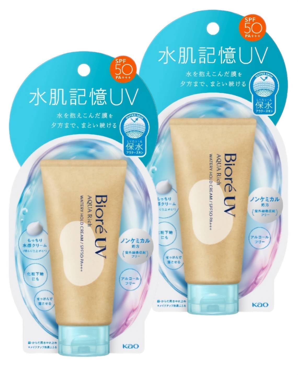 

Крем Kao Biore UV Water Skin Memory Aqua Rich Watery Hold 50 г [Набор 2] SPF50/PA+++