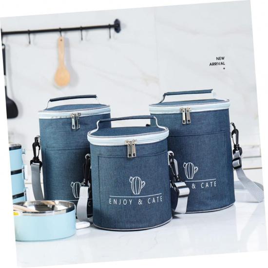 Portable Navy Insulated Lunch Bag - Oxford Cloth Thermal Cooler Tote for Camping Picnics and Travel