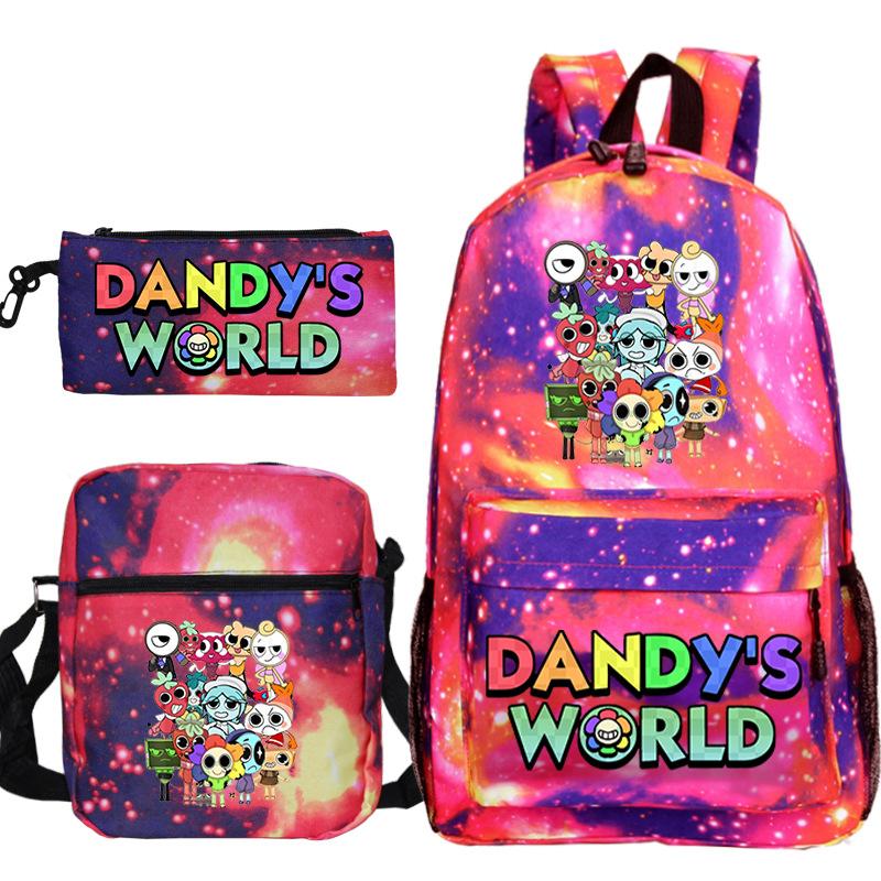 Neue Dandy-Welt Peripherie Druck Schultasche Student Lässige Federtasche Umhängetasche Dreiteiliges Set