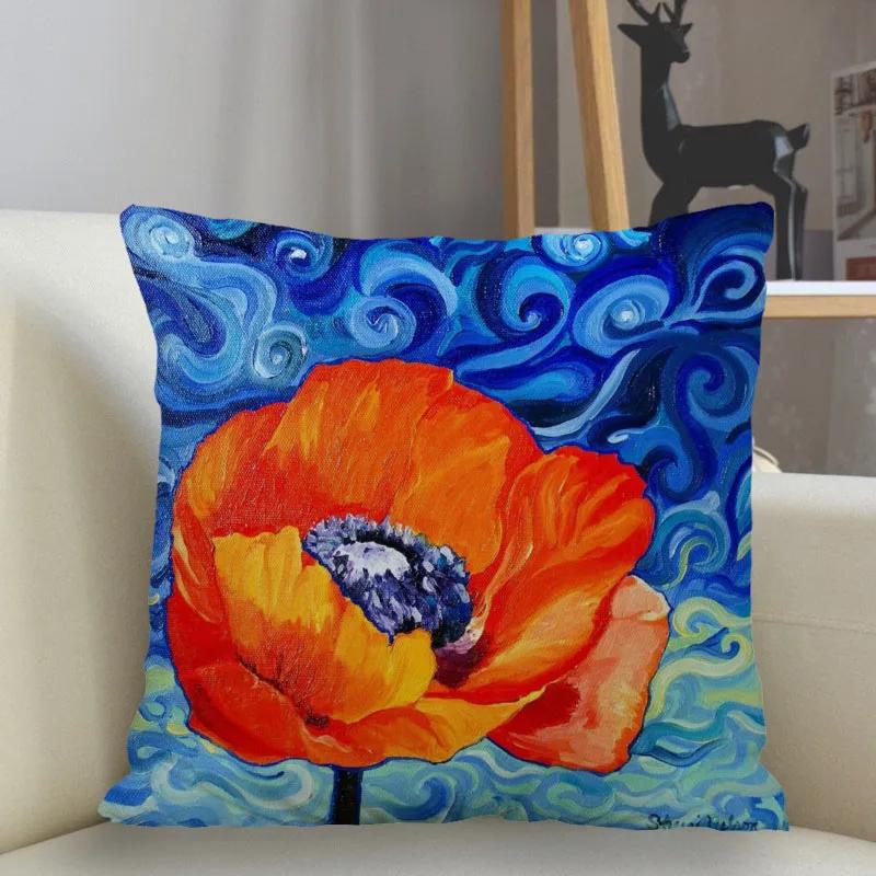 Bedroom Living Room Home Decor Cushion Cover Flower Pattern Pillowcase Square