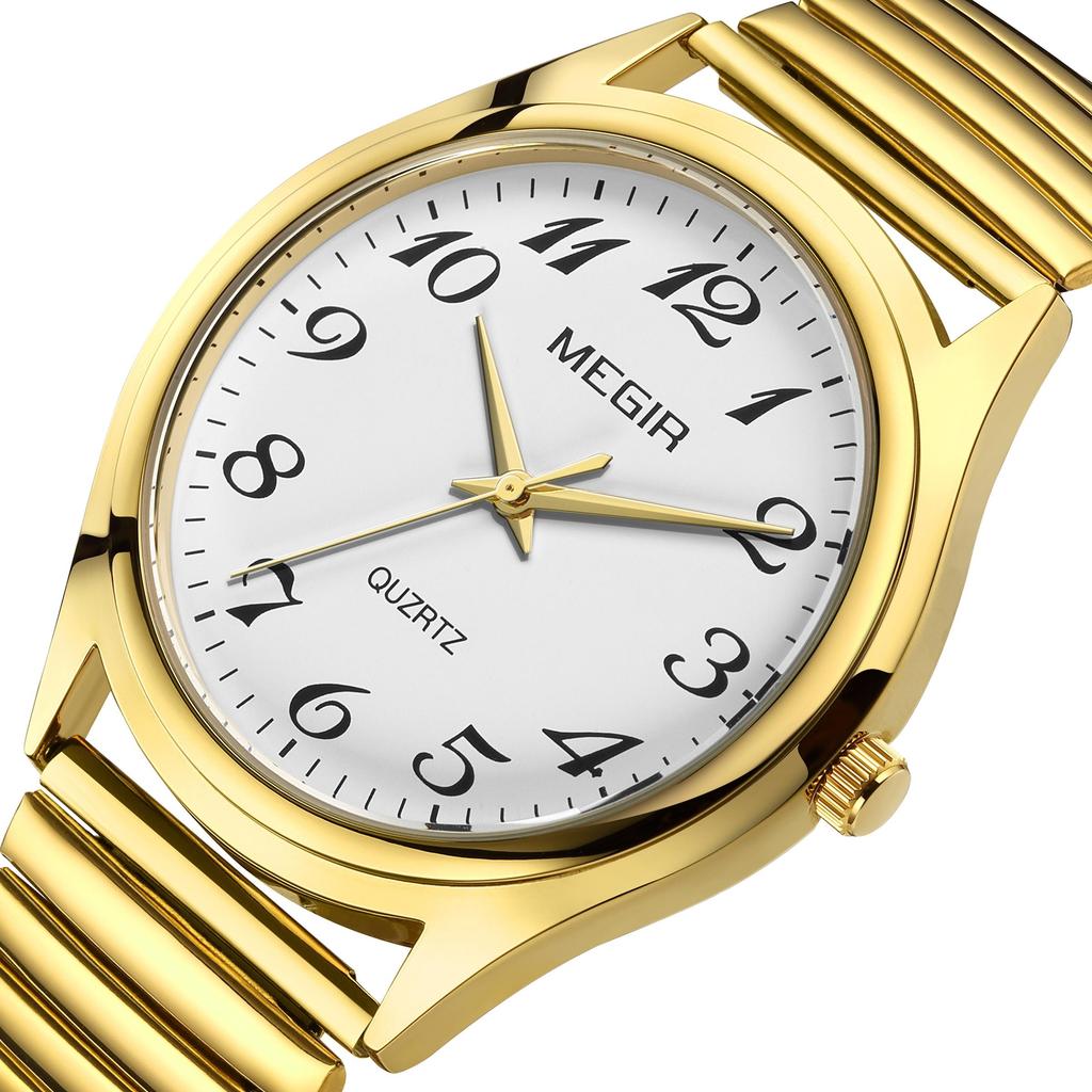 Megir 2 BUC Ceasuri pentru Îndrăgostiți Ceasuri de Mână Luxury Sport Casual pentru Cuplu Rezistent la Apă Oțel Inoxidabil Bărbați Femei Ceas cu Cuarț Ceas 1088