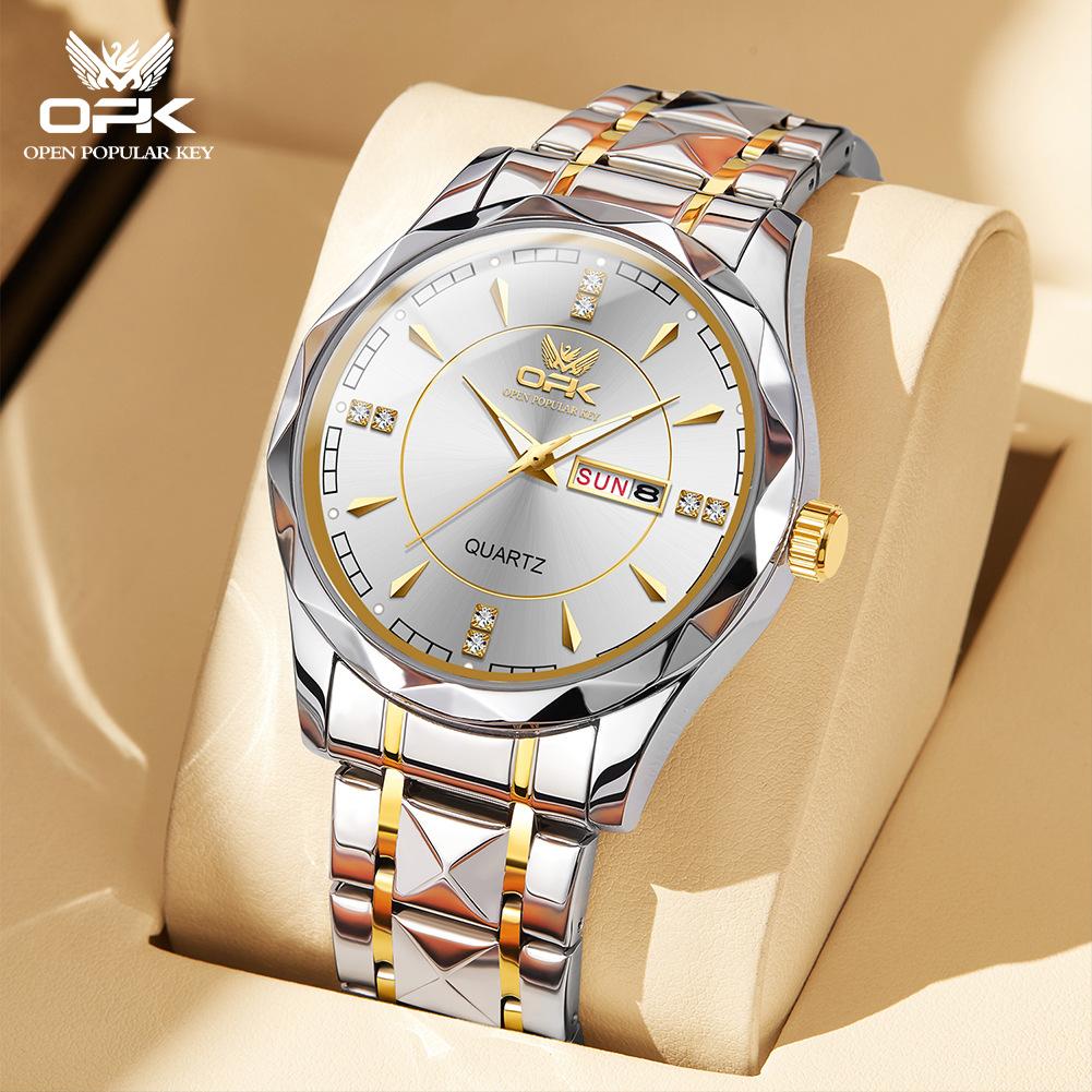 Stainless Steel Business Double Calendar Waterproof Men's Watch Men's Watch Local Tyrant Gold Watch