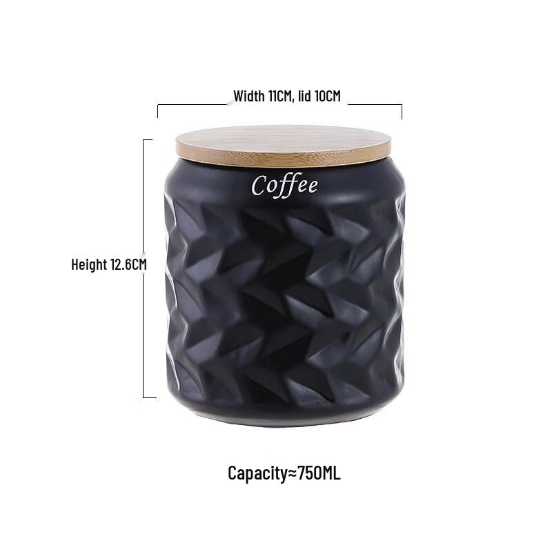 ZISIZ Ceramic Coffee Bean & Sugar Storage Canister with Lid, 750ml
