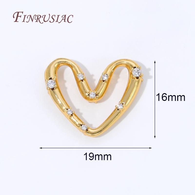 

1/2/4Pcs 18K Gold Plated Brass with Zircon Heart Charms Connectors For Jewelry Making Supplies,DIY Necklaces Findings 1 piece