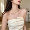 French Camellia Pearl Pendant Necklace: Elegant Clavicle Chain for Women