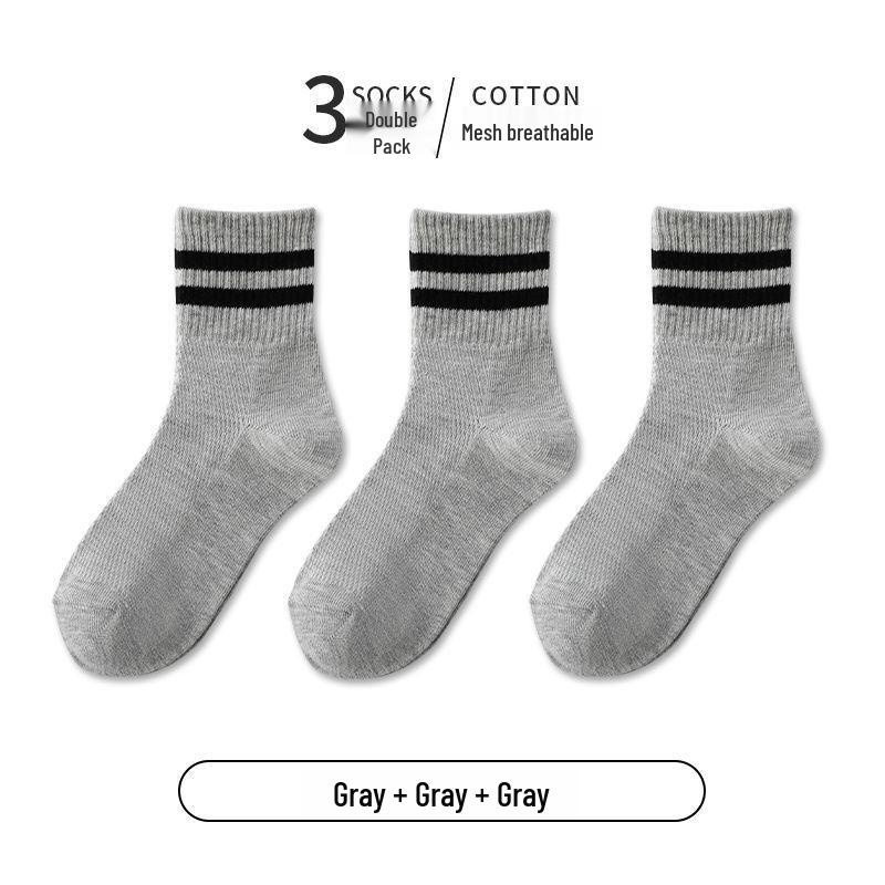 Pure Cotton Mesh Children's Socks - Summer Style for Boys & Girls, Solid Color, Perfect for Spring & Autumn Sports