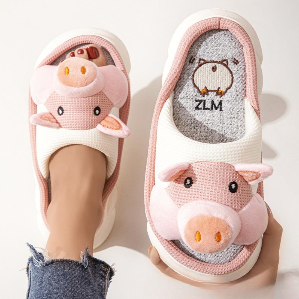 Linen House Slippers for Women and Men Premium Non-Slip Sole Antimicrobial Breathable Comfortable Home Shoes