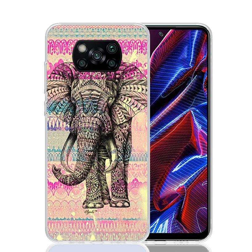 Elephant Mandala Aztec Phone Case For Xiaomi Poco X7 X6 X5 Pro F7 Ultra Redmi 15C 15 13 13C 12 12C 10 10A 10C 9 9A 9C 9T Cover P
