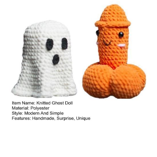 Halloween Crochet Ghost Decor Handmade Knitted Ghost Doll Funny Surprise Gag Gift for Women Friends Sister Bestie