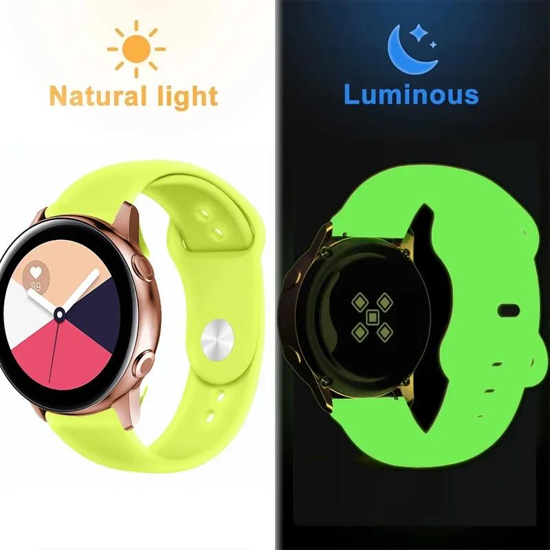 20mm Glow Luminous Silicone Strap For Samsung Galaxy Watch Band 6/5/4/5 Pro Sports Bracelet for Amazfit Bip/U/S/lite Correa Belt