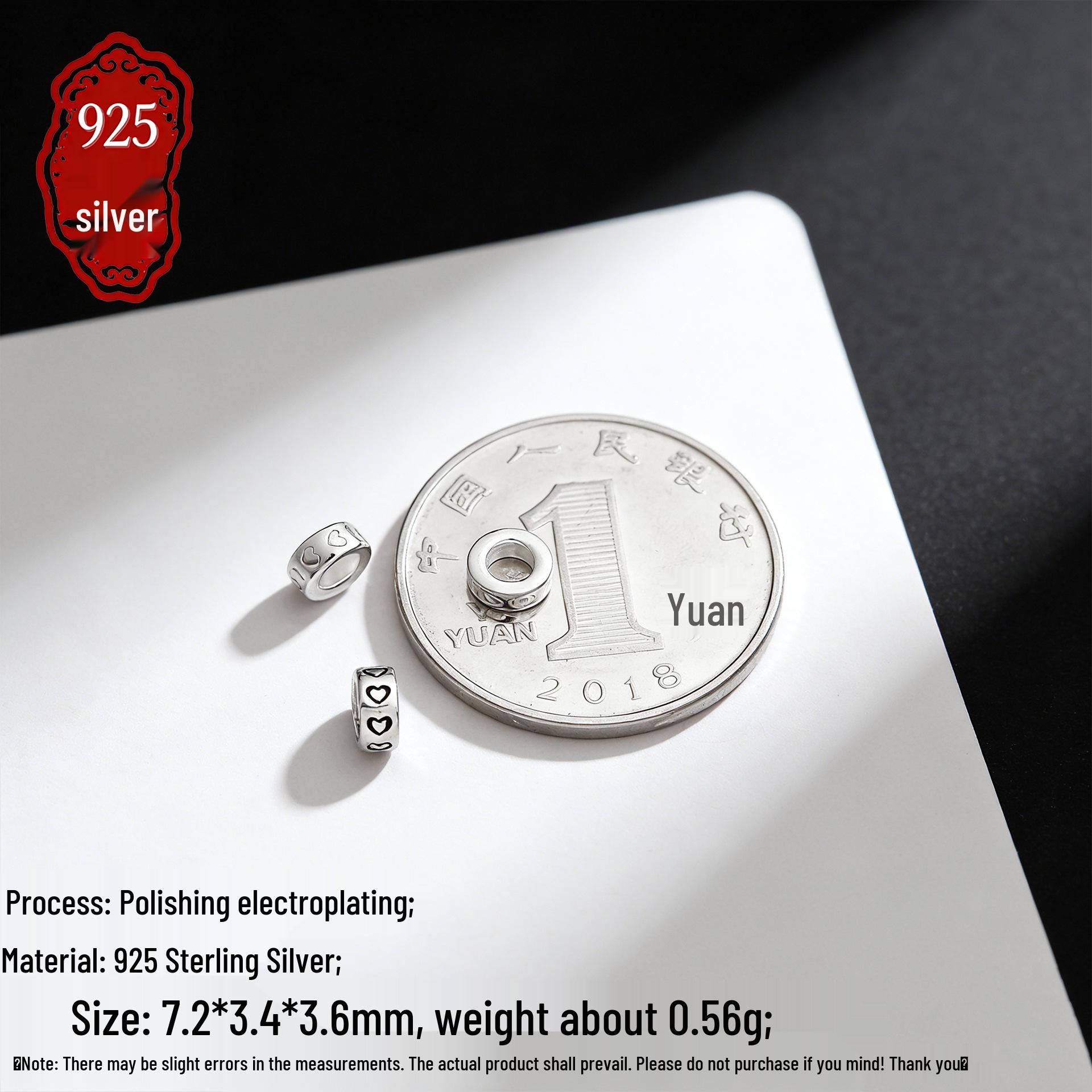 S925 Sterling Silver Heart Wheel Bead Spacer for DIY Retro Thai Silver Bracelet Accessories S925 Silver; Single Price серебряный