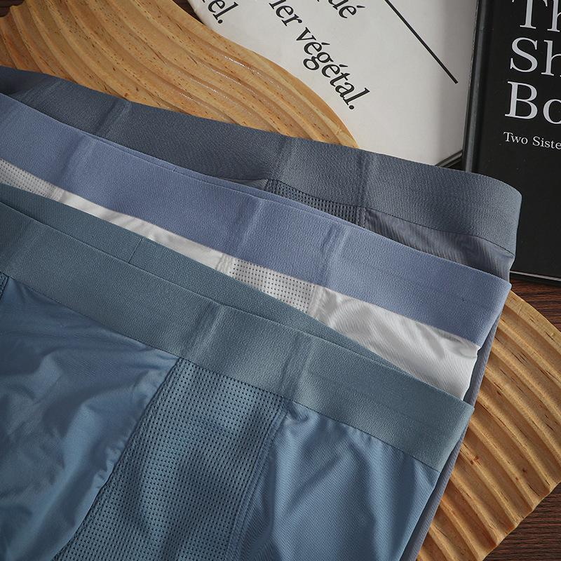 Men's Ice Silk Underwear Lightweight and Seamless Mid Waist Quick Drying Youth Flat Corner Shorts