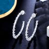 Chic Ear Jewelry Silver Plated Double Sided CZ Cubic Zirconia Bamboo Shape Hoop Earrings for Women Prom Wedding Dress Accessory