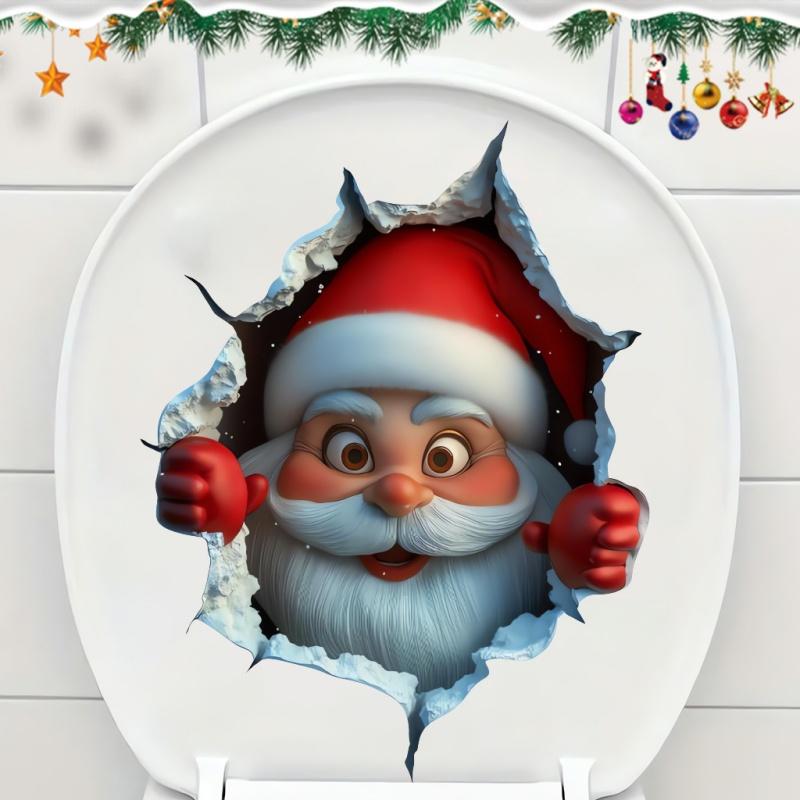 Santa Claus Break-Through Wall Decal Christmas Wall Stickers Removable Holiday Decor for Home and Living Spaces decoración hogar