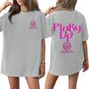Womens Short Sleeve Casual Loose Fit Letter Print T Shirt Crew Neck Comfortable Everyday Wear Top