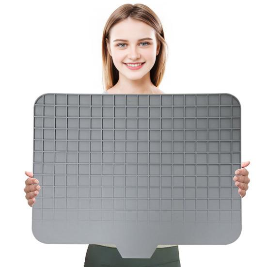 Silicone Drain Mat Quick-Drying Design Raised Ridges Bottom Slope Dish Drainer Kitchen Dining Room Sink Organizer Mat