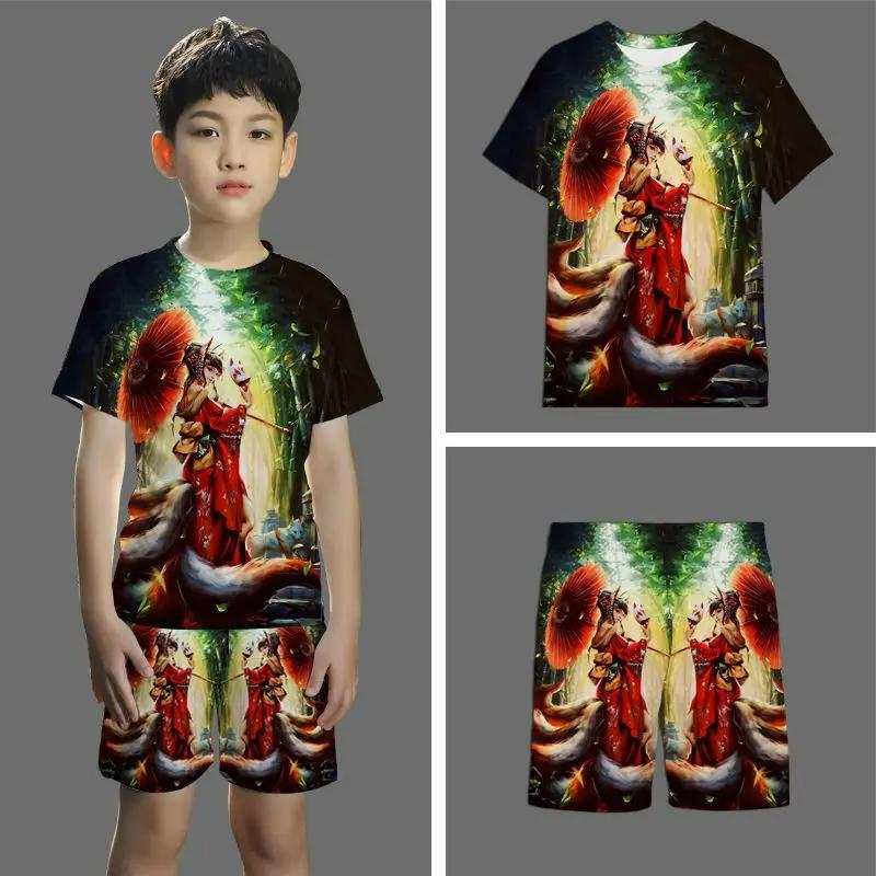 Kinder kurzarm shorts anzug 3D stereo sport anzug Student jugend und kinder shorts 2-stück set Sommer neuheit 2024