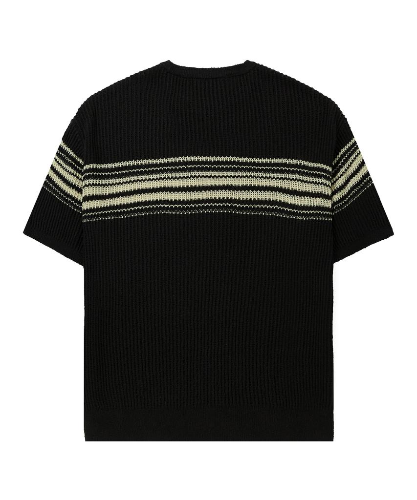 DRAW FIT Boucle Edge Stripe Half Knit [Black]