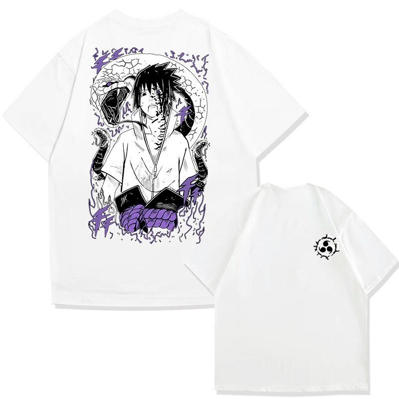 Anime Naruto Sasuke Animation Derivatives Cotton Short Sleeve T-Shirt Men's and Women's Summer Trend Loose