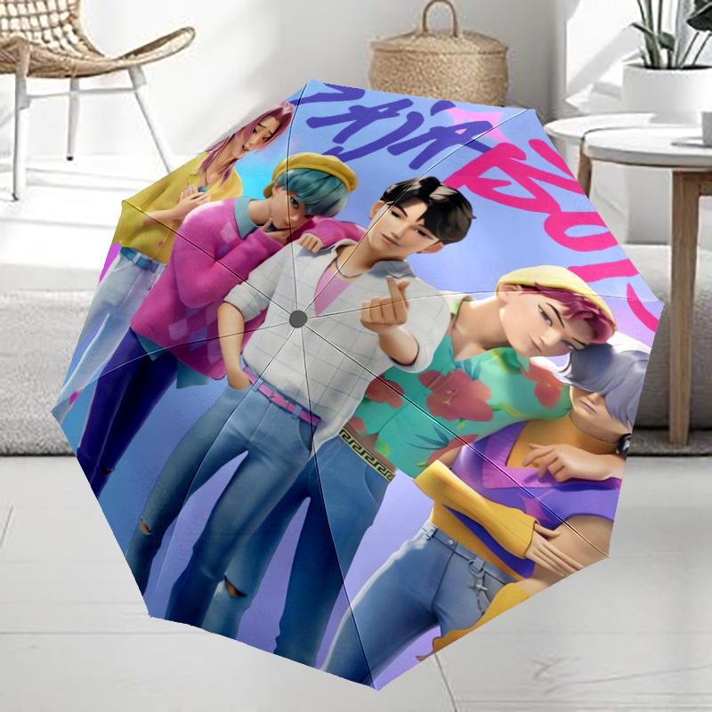Saja Boys Theme Automatic Umbrella, Lightweight & Portable, 8 Rib, Perfect for Outdoor Travel, Birthdays, Christmas, Gifts.