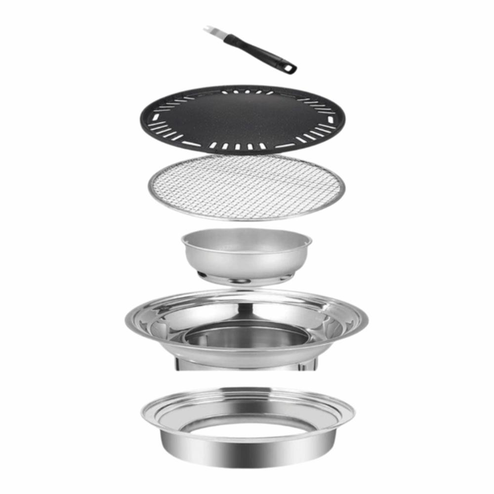 

Smokeless Charcoal Barbecue Oven Stainless Steel 2 in1 Korean BBQ Grill Oven Non Stick Baking Pan BBQ Oven Pot Outdoor Cooking