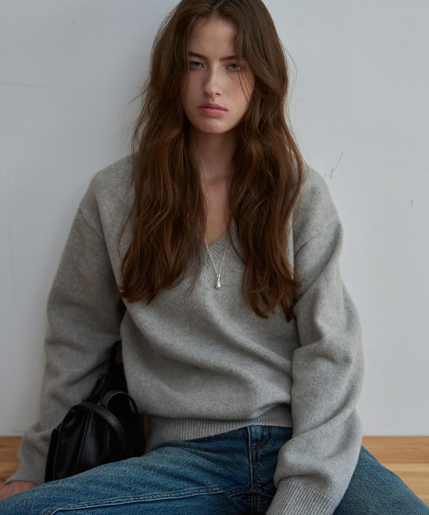 KEYAMO Plump V-Neck Knit_Haze Grey
